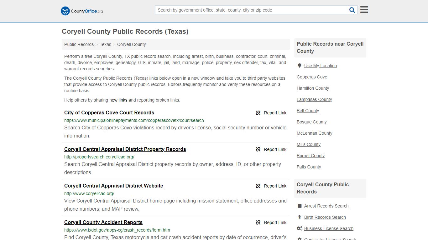 Coryell County Public Records (Texas) - County Office