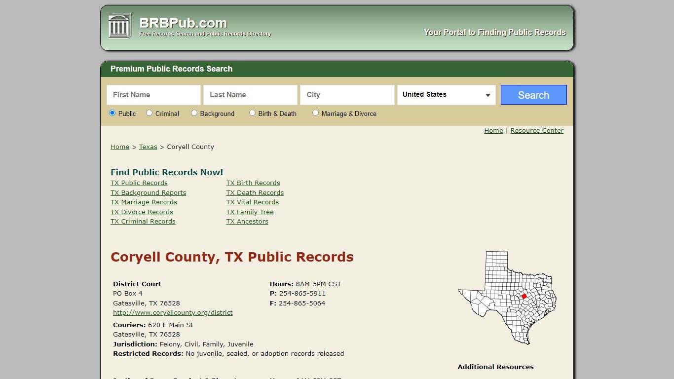 Coryell County Public Records | Search Texas Government Databases - BRB Pub