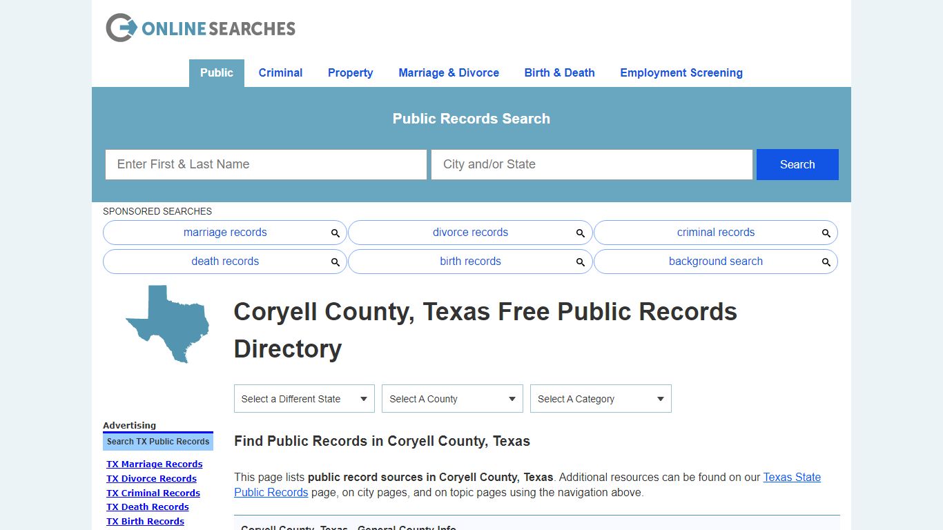Coryell County, Texas Public Records Directory